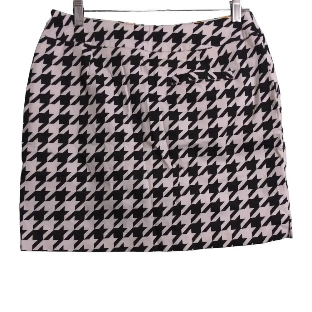 Loudmouth Ladies Golf Mini Skort Black White Houndstooth Palm Beaches Logo L - Picture 7 of 10